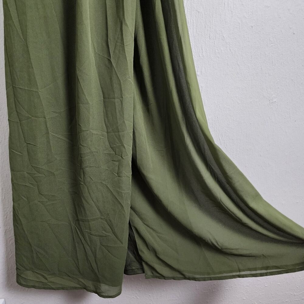 Lulus Convincing Grace Green Flutter Sleeve Wrap Maxi Dress Small Wedding Guest - Picture 3 of 10